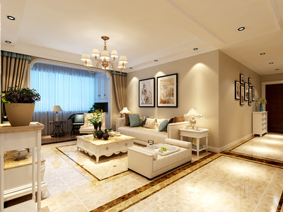 濟南福景佳苑126平歐式風格家庭裝修設計案例